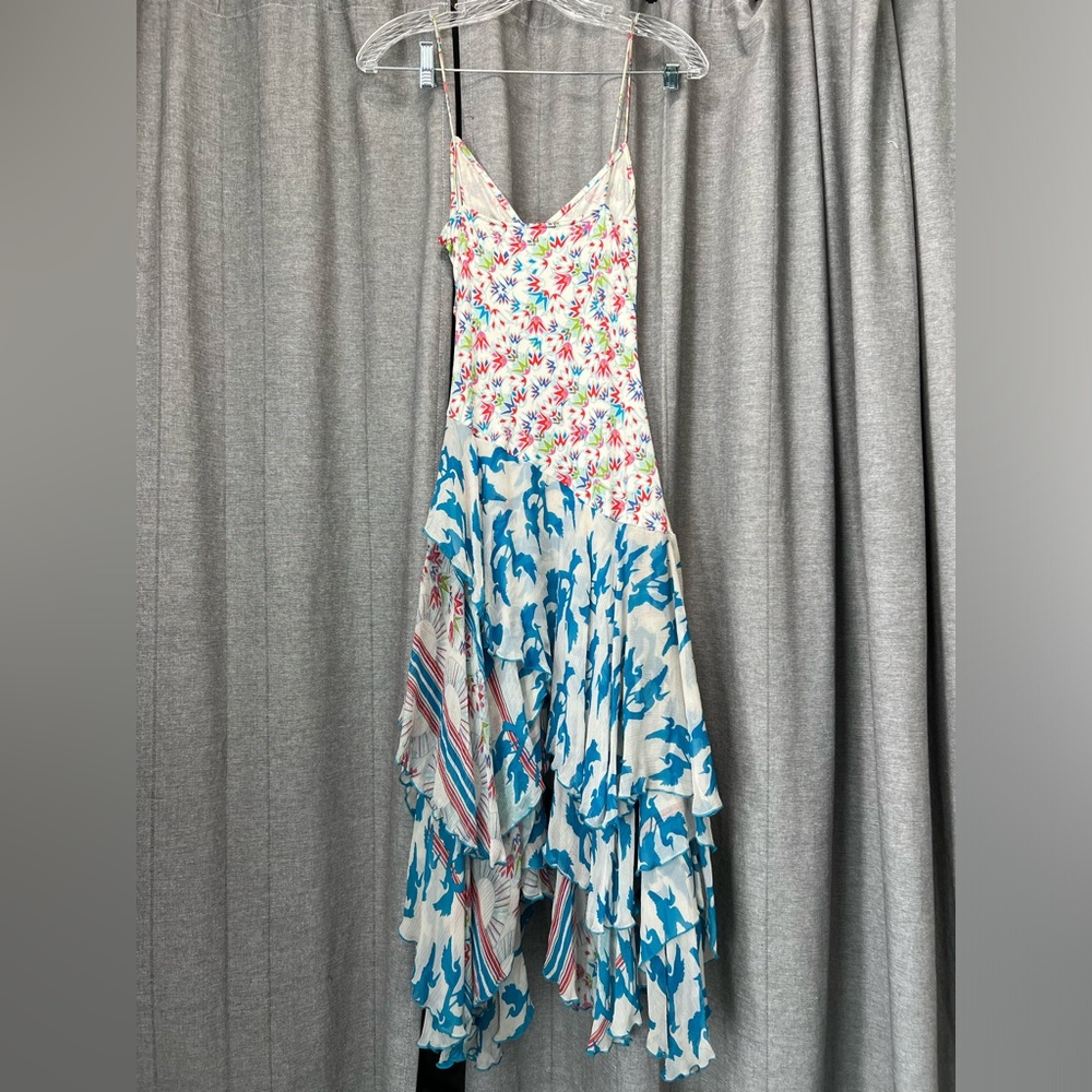 Diane Von Furstenberg White Multi-Color Floral & Blue Bird Maxi Dress (#1) - Picture 2 of 4